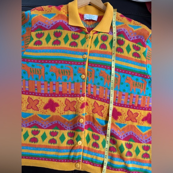 Vtg ‘80s United Colors of Benetton Made in Italy 100% Cotton Colorful Cardigan - Picture 6 of 14